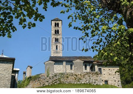 Lasnigo (Como Lombardy Italy): the medieval church of Sant'Alessandro built from the 12th century along the road to Madonna del Ghisallo