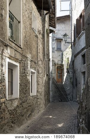 Asso (Como Lombardy Italy): typical street in the historic town