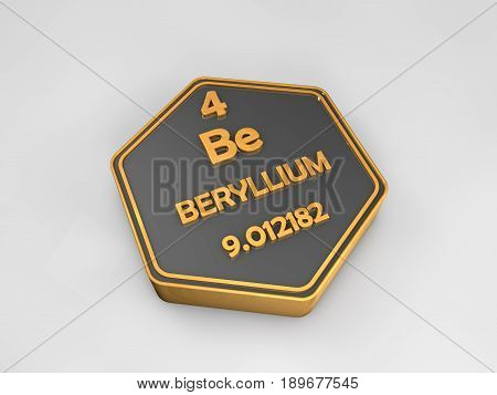 Beryllium - Be - chemical element periodic table hexagonal shape 3d illustration