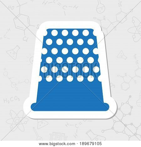 Vector flat sticker tailor thimble for finger icon on white background