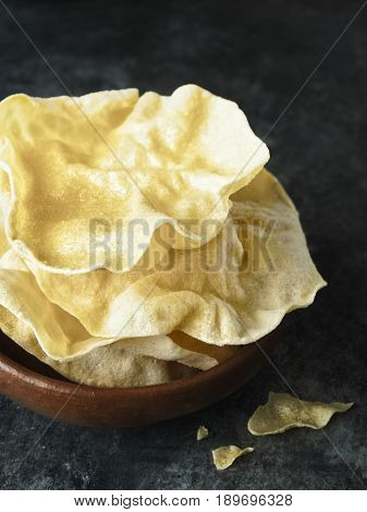close up of rustic indian papadum crisp