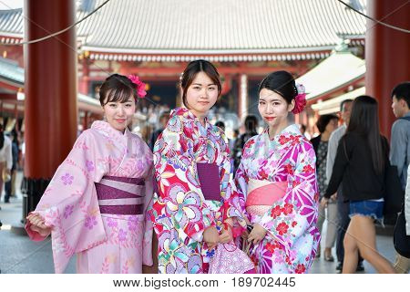 Japanese Woman Wearing Traditional Japanese Yukata