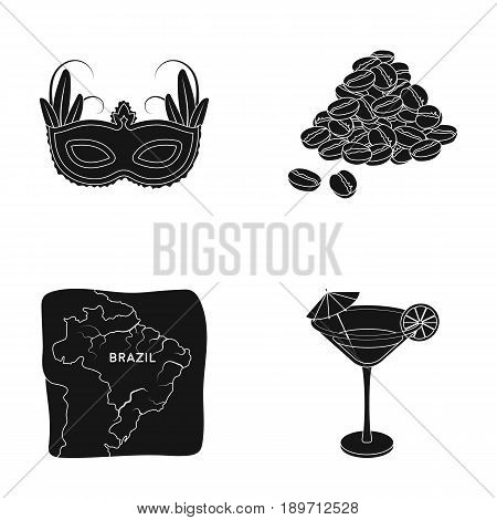 Brazil, country, mask, carnival . Brazil country set collection icons in black style vector symbol stock illustration .
