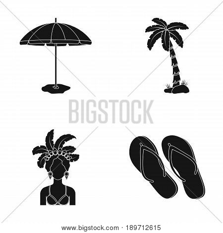 Brazil, country, umbrella, beach . Brazil country set collection icons in black style vector symbol stock illustration .