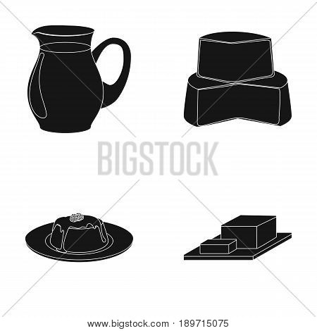 Milk, Calcium, Product, Food .Milk product and sweet set collection icons in black style vector symbol stock illustration .