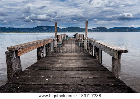 Old wood pier at Lago di Massaciuccoli