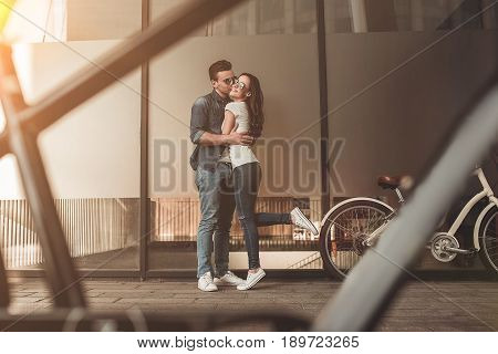 Romantic Couple With Bicycles