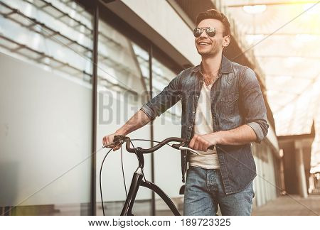Stylish Man With Bicycle