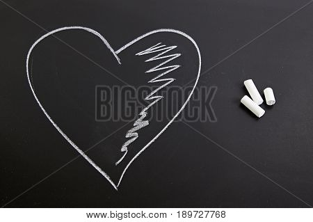 Romantic Heart On The Blackboard