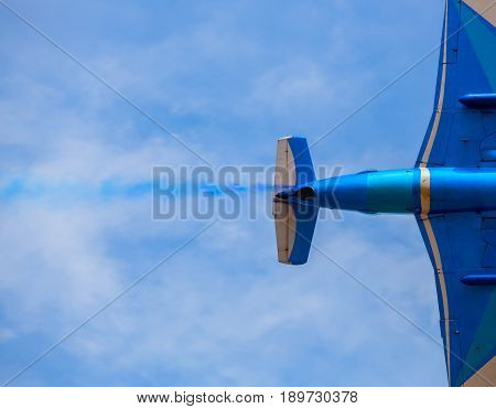 Flying in the sky on a background of clouds the plane