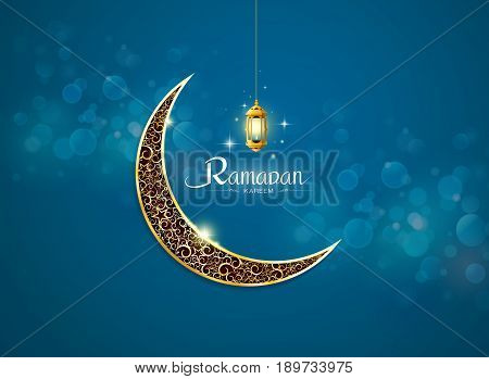 ramadan kareem ramadhan with lamp no mesh object vector illustration