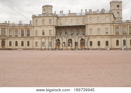 Gatchina, Leningrad region, Russia - 03, June, 2017. A fragment of the Gatchina Palace - residence of Russian emperors in the suburbs of St. Petersburg.