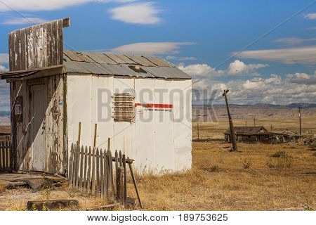 Cisco Utah USA - September 03 2016: Abandoned Post Office in the ghost town of Cisco