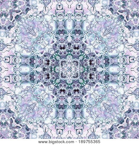 Beautiful kaleidoscopis symmetry fancy ornate blue etno hippie motive design