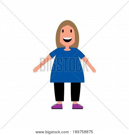 Vector little girl flat illustration on white background