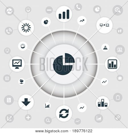 Vector Illustration Set Of Simple Data Icons. Elements Data Sending, Process, Digital Documnet And Other Synonyms Circular, Surge And Increase.