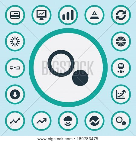 Vector Illustration Set Of Simple Information Icons. Elements Data Sending, Plastic Money, Internet Server And Other Synonyms Loading, Fiqure And Comparison.