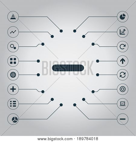 Vector Illustration Set Of Simple Diagram Icons. Elements Repeatability, Upward, World And Other Synonyms Arrow, Analytics And Round.