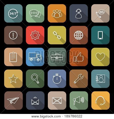 Customer service flat icons with long shadow, stock vector