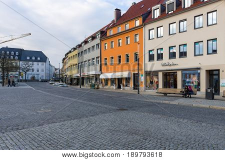 SCHWEINFURT GERMANY - APRIL 21 2017: Market square in the historical part of the city. Schweinfurt - a medieval city founded in 761 year.