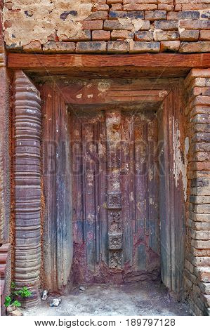 Blind Stone Door Flanked By Colonettes At Ku Phra Kona, Group Of Khmer Prang Or Pagodas Built In The