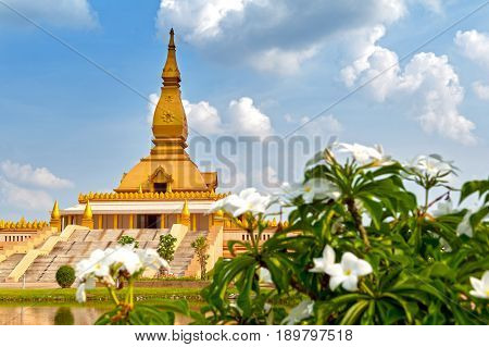 Chedi Maha Mongkol Bua, The Golden Pagoda Landmark Of Roi Et Province, Northeastern Thailand