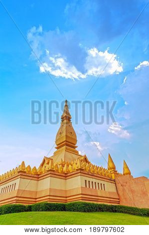 Chedi Maha Mongkol Bua, The Golden Pagoda Landmark Of Roi Et Province, Northeastern Thailand