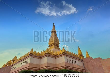 Chedi Maha Mongkol Bua, The Golden Pagoda Landmark Of Roi Et Province, Northeastern Thailand