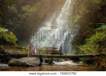 CHIANG MAI, THAILAND - JULY 18, 2015 : Pha dok siew waterfall in deep forest Chiang Mai Thailand