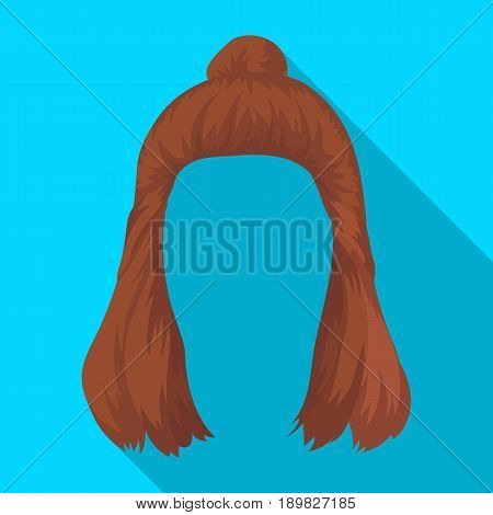 Red with a shingle.Back hairstyle single icon in flat style vector symbol stock illustration .