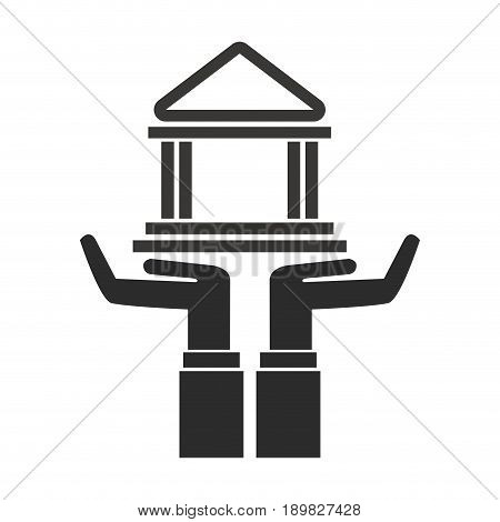 hands holdinh bank building concept vector illustration