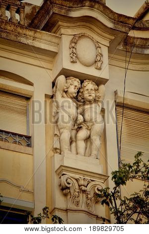 Detail of ancient architecture in Lisbon .