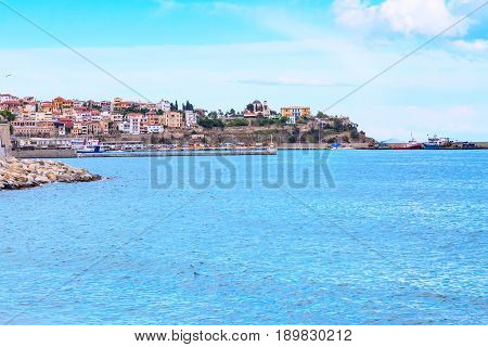 Old city, port and sea view in Kavala, Greece