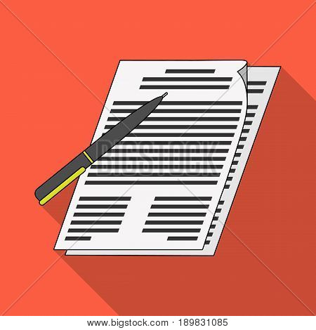 Signature of documents.Realtor single icon in flat style vector symbol stock illustration .
