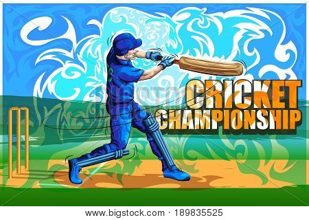 Concept of sportsman playing Cricket. Vector illustration