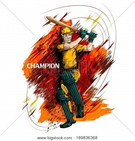 Concept of sportsman playing Cricket. Vector illustration