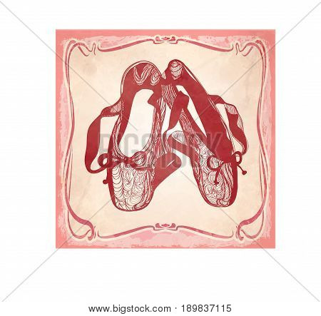 Balles shoes in pink color with a frame on white background. Is a ready solution for your dance studio, dance shop or any other dance activity presentation.