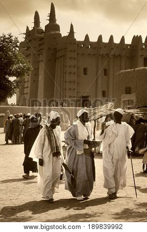 Mali, Djenne - January 25, 1992: Mosques Built Entirely Of Clay