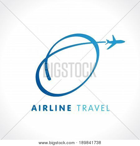 O letter travel company logo. Airline business identy travel logo design with emblem 
