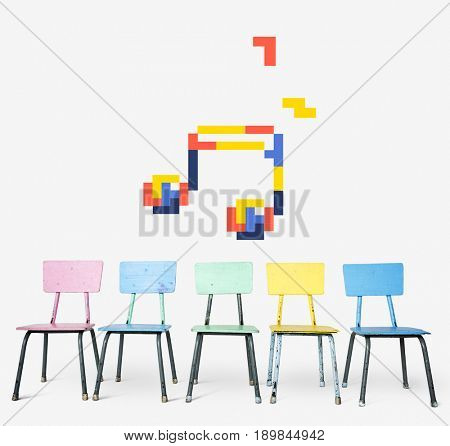 8 bit illustration of musical note media entertainment
