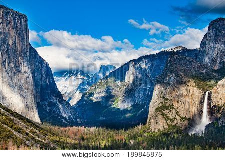El capitan panorama with huge waterfall on the other side
