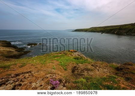 Magnificent daily seascape near the village of Sinemorets, Bulgaria. Spring landscape over the sea.