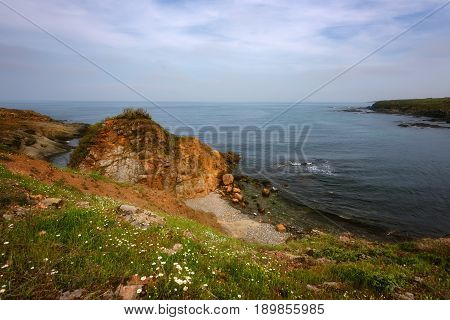 Magnificent daily seascape near the village of Sinemorets, Bulgaria. Spring landscape over the sea.