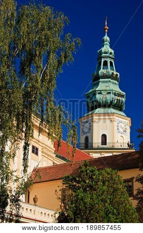 tower of town hall in Kromeriz Czech republic Europe
