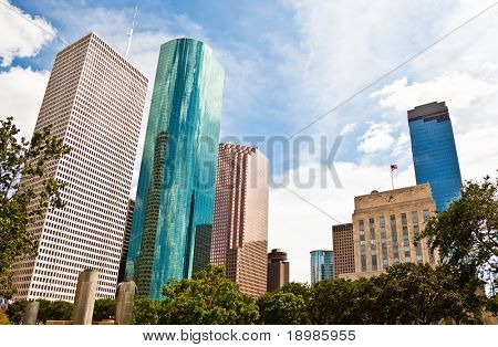 en sprød bybilledet i downtown Houston Texas skyline på en dejlig sommerdag