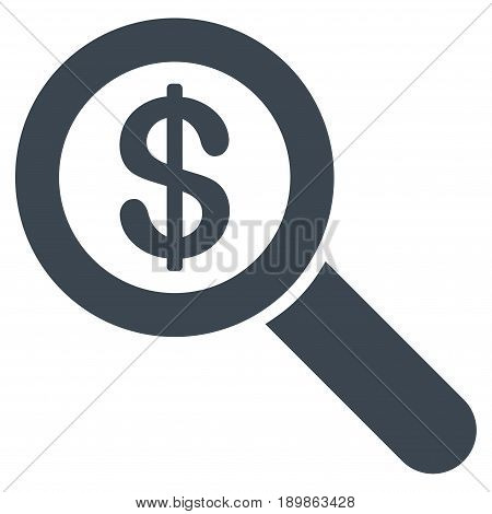 Smooth Blue Financial Audit Loupe toolbar icon. Vector pictogram style is a flat symbol on diagonal hatch transparent background.