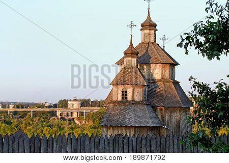 old wooden church in the Ukrainian Zaporozhye Sech