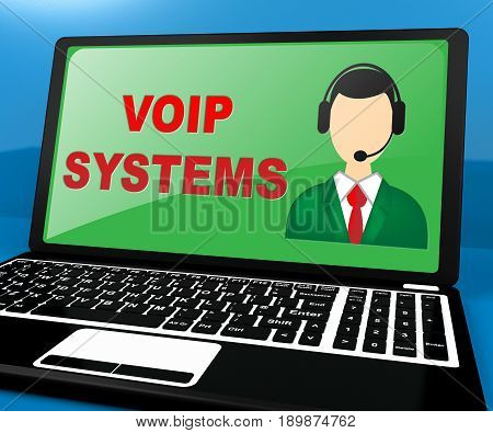 Voip Systems Shows Internet Voice 3D Illustration