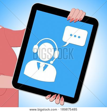 Voip Tablet Showing Voice Over Broadband 3D Illustration