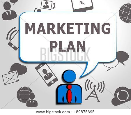 Marketing Plan Shows Emarketing Scheme 3D Illustration